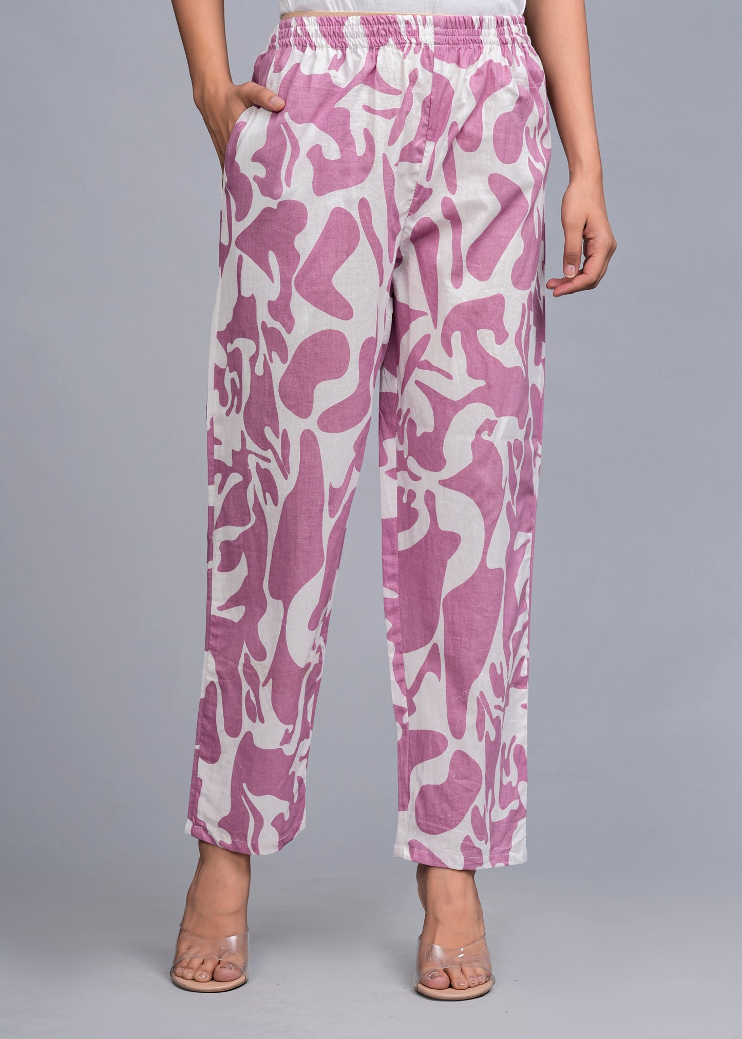 Pink Charm: Abstract Print Rayon Co-ord Set
