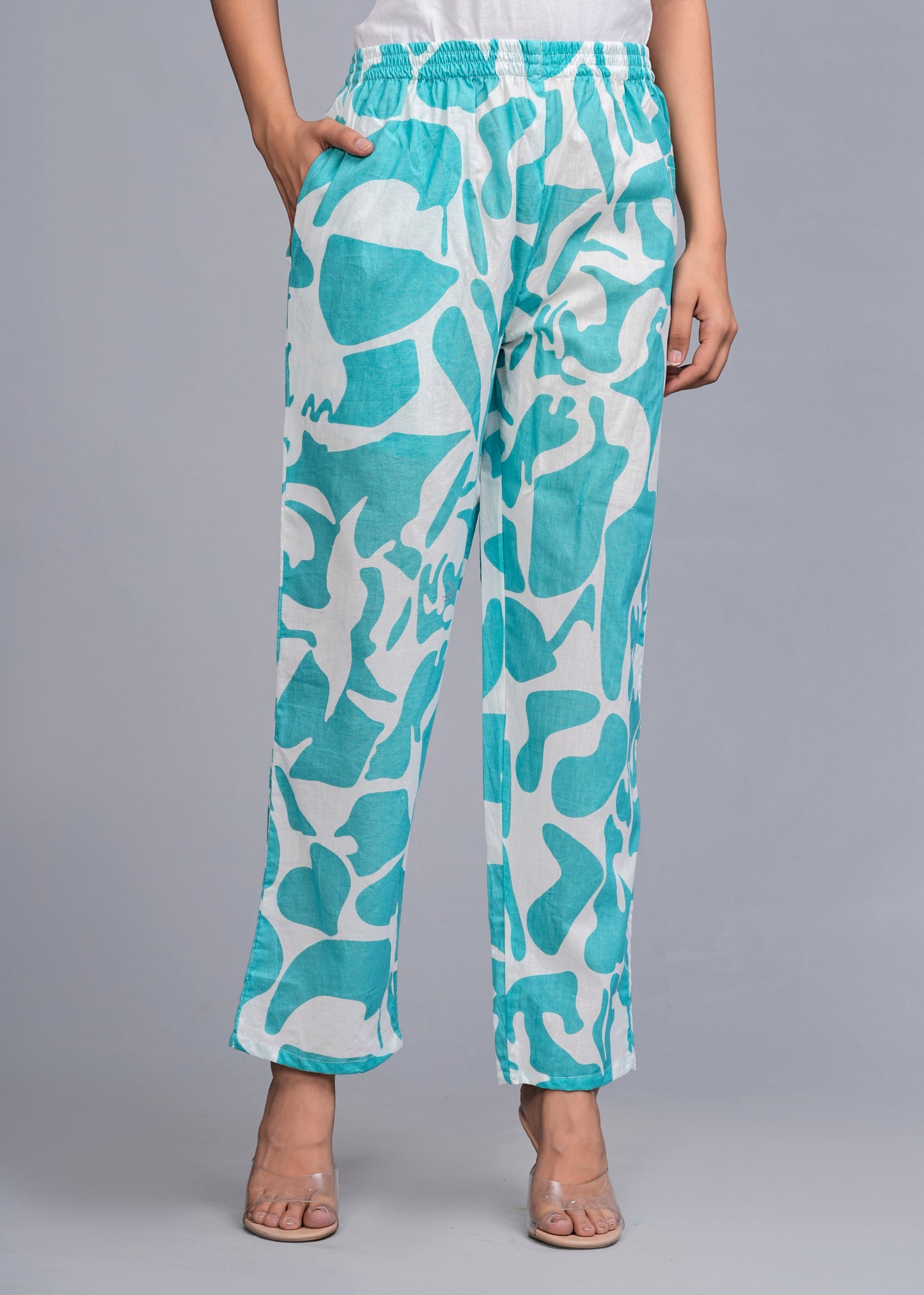 Turquoise Grace: Abstract Print Rayon Co-ord Set