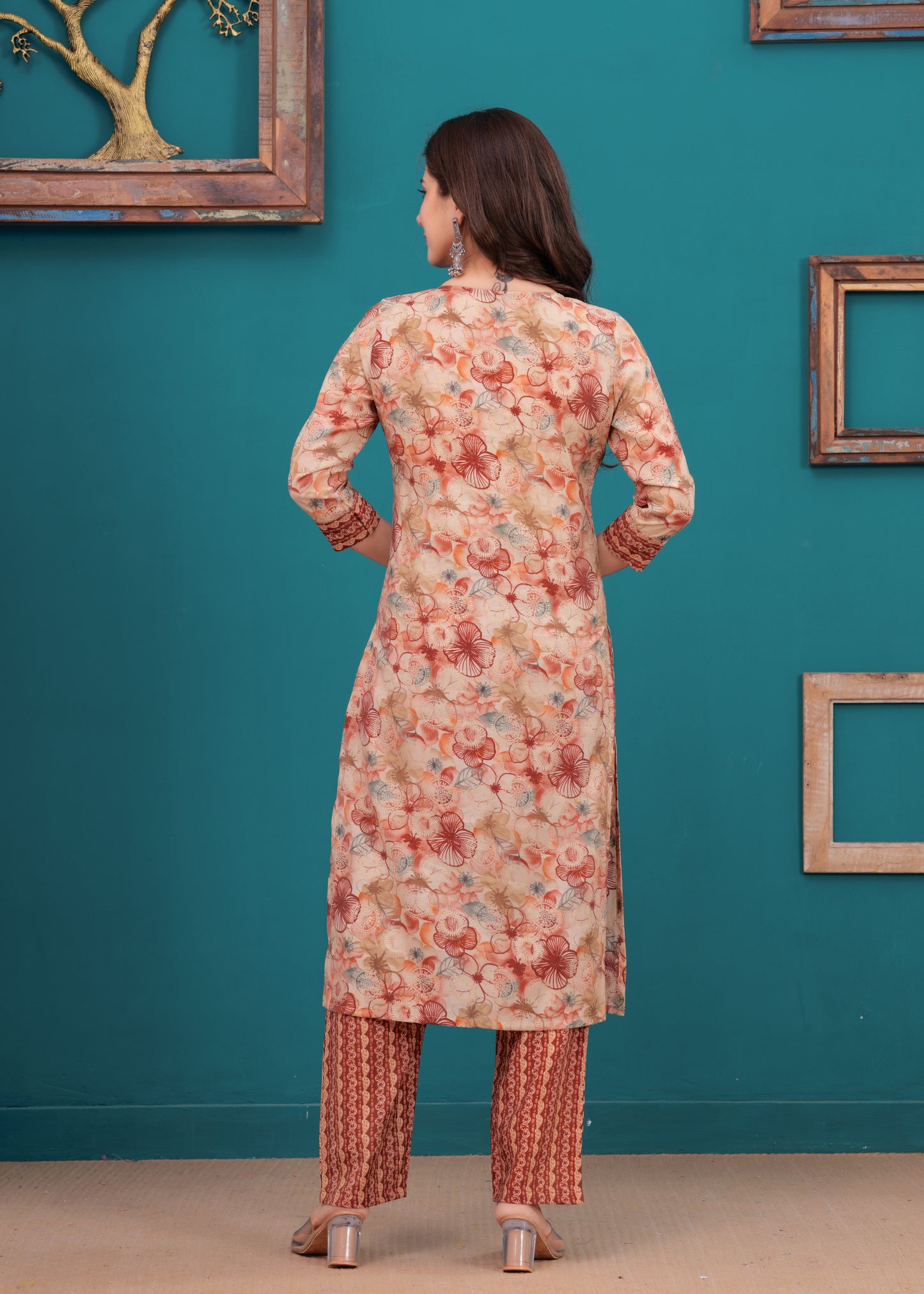 Orange Glow: Muslin Printed Kurta Set with Dupatta