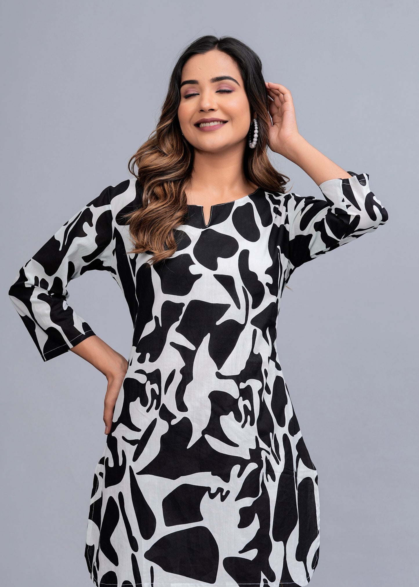 Black Elegance: Abstract Print Rayon Co-ord Set