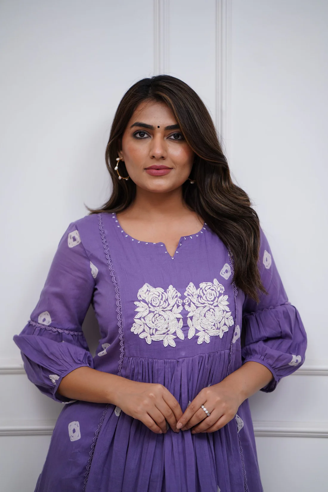 Purple Majesty: Embroidered Anarkali Kurta Set