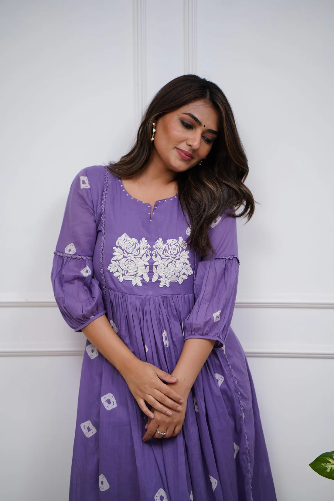 Purple Majesty: Embroidered Anarkali Kurta Set