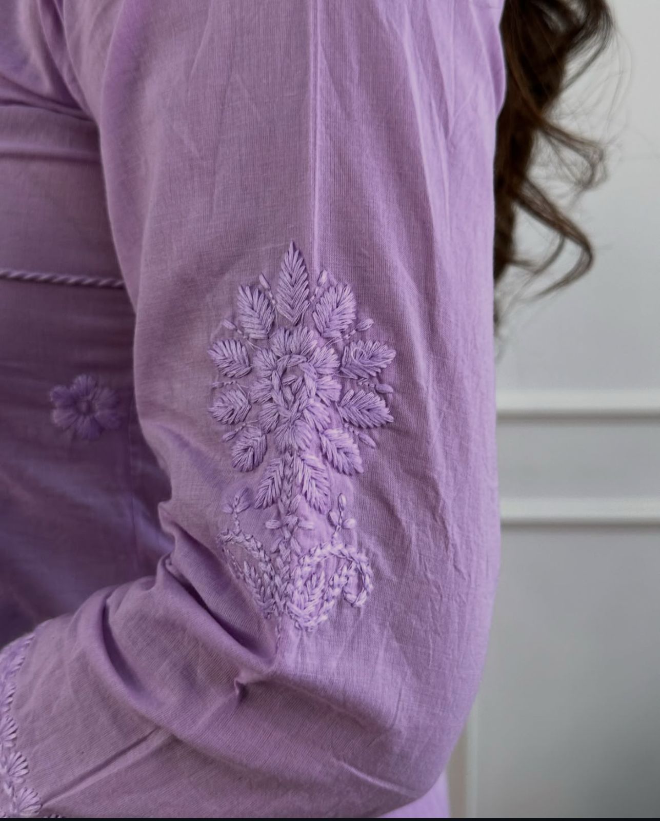 Purple Charm: Chikankari Cotton Kurta Set