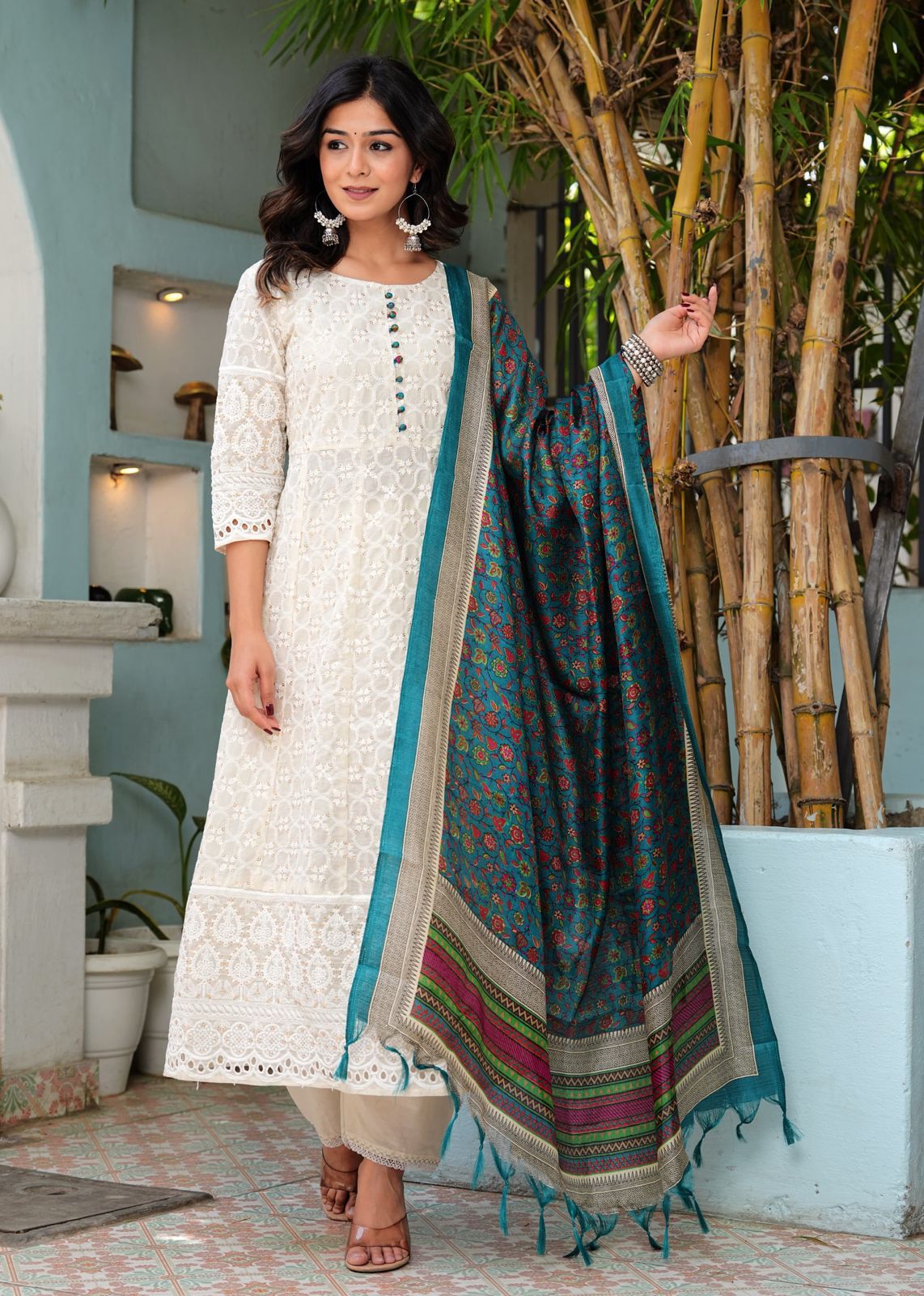 Summer Classic Chikankari Anarkali Set