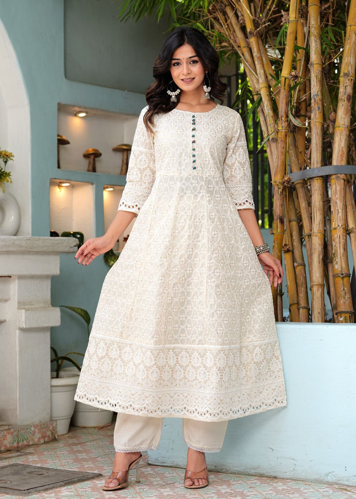 Summer Classic Chikankari Anarkali Set