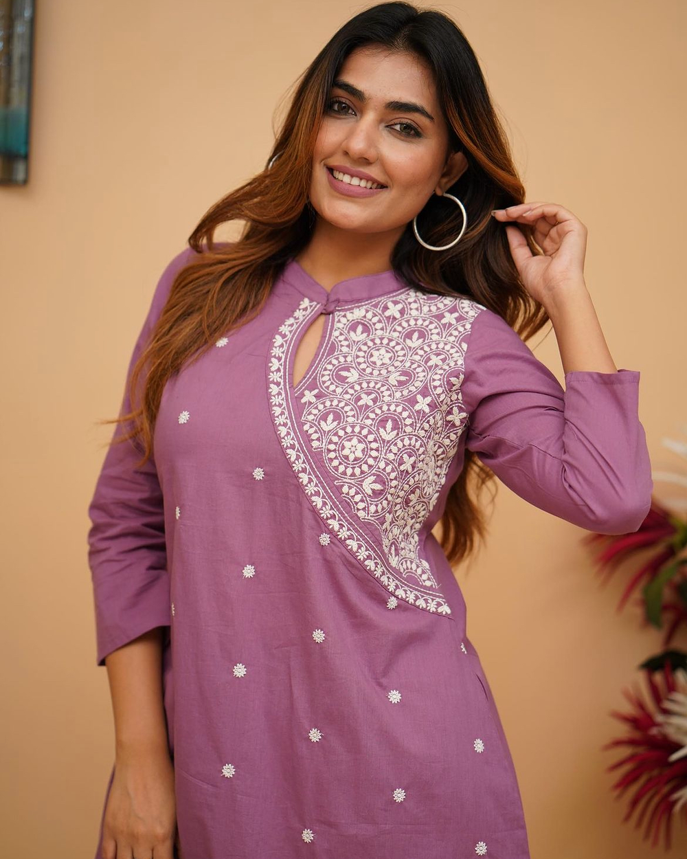 Purple Royalty: Embroidered Cotton Kurta Set